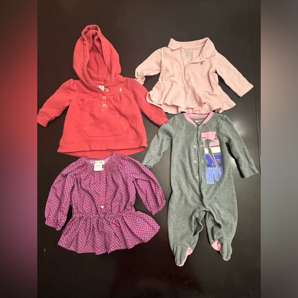 Ralph Lauren Bundle 2-shirts 1 hoodie w/ 1 Nike One piece 3 Months